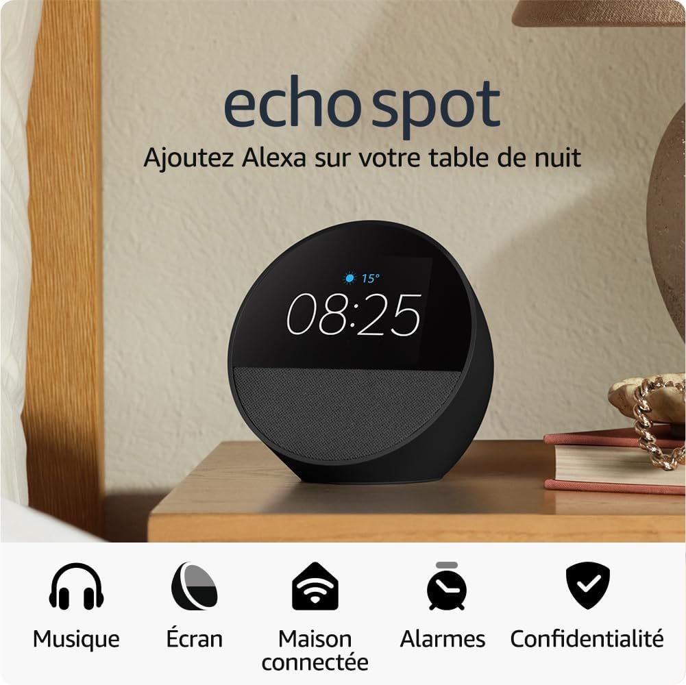 Amazon Echo Spot reveil connecte ecran rond Alexa